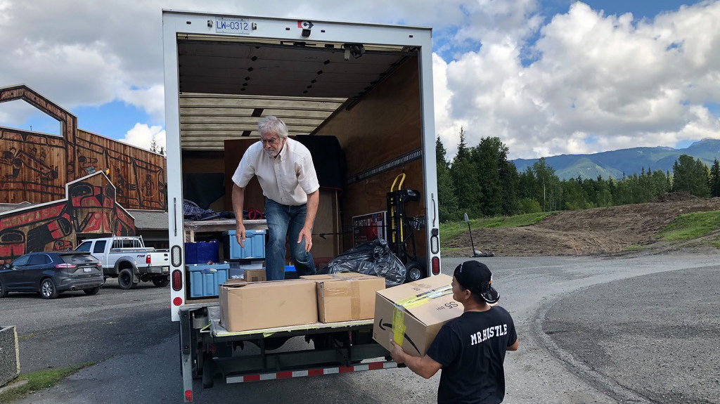 Delivering books at Gitsegukla library.