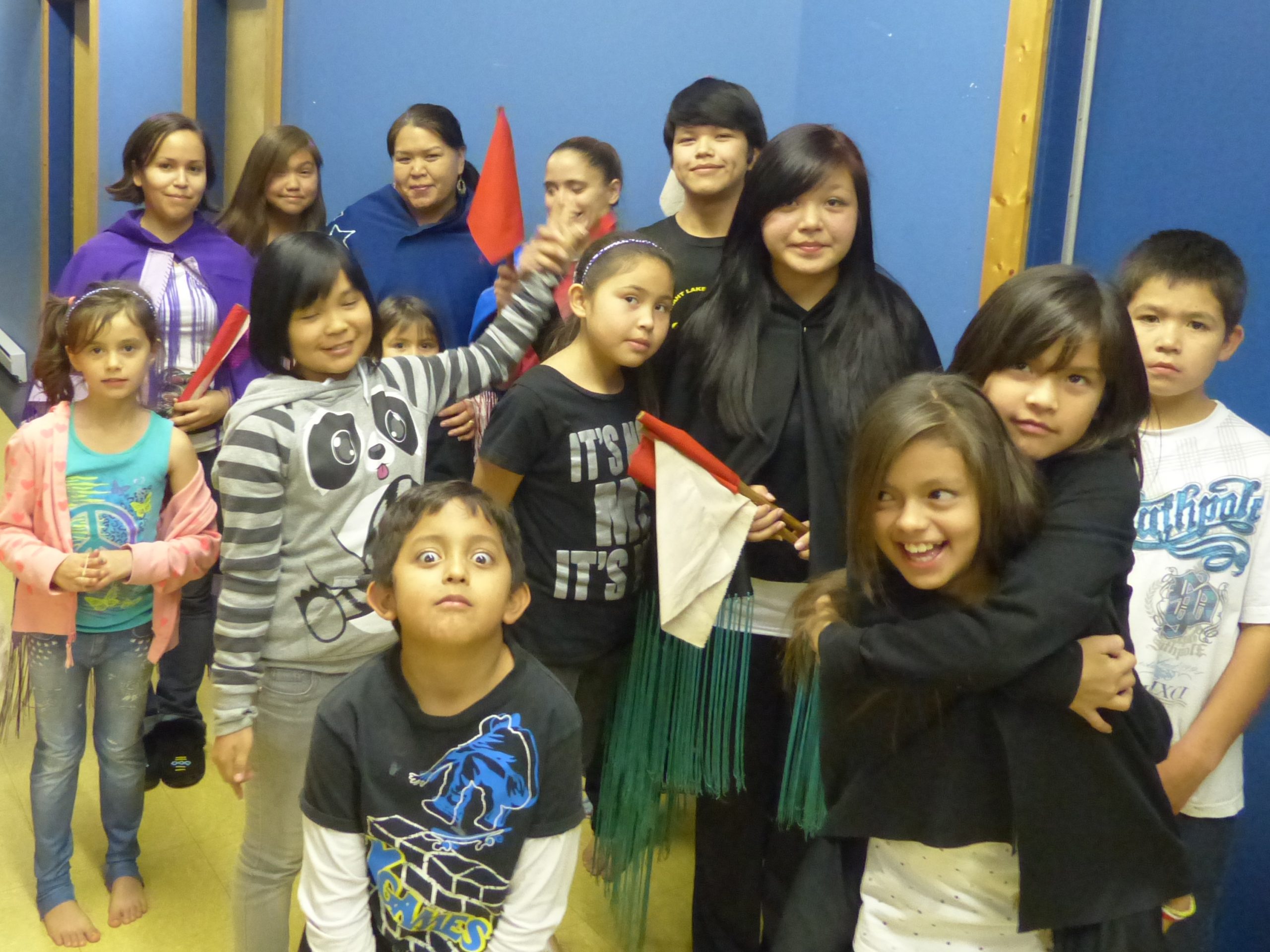 Children waiting in a group.