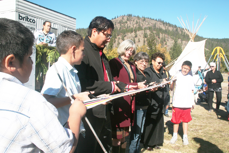 The ribbon-cutting ceremony at Nooaitch's library opening, near Merritt, BC.